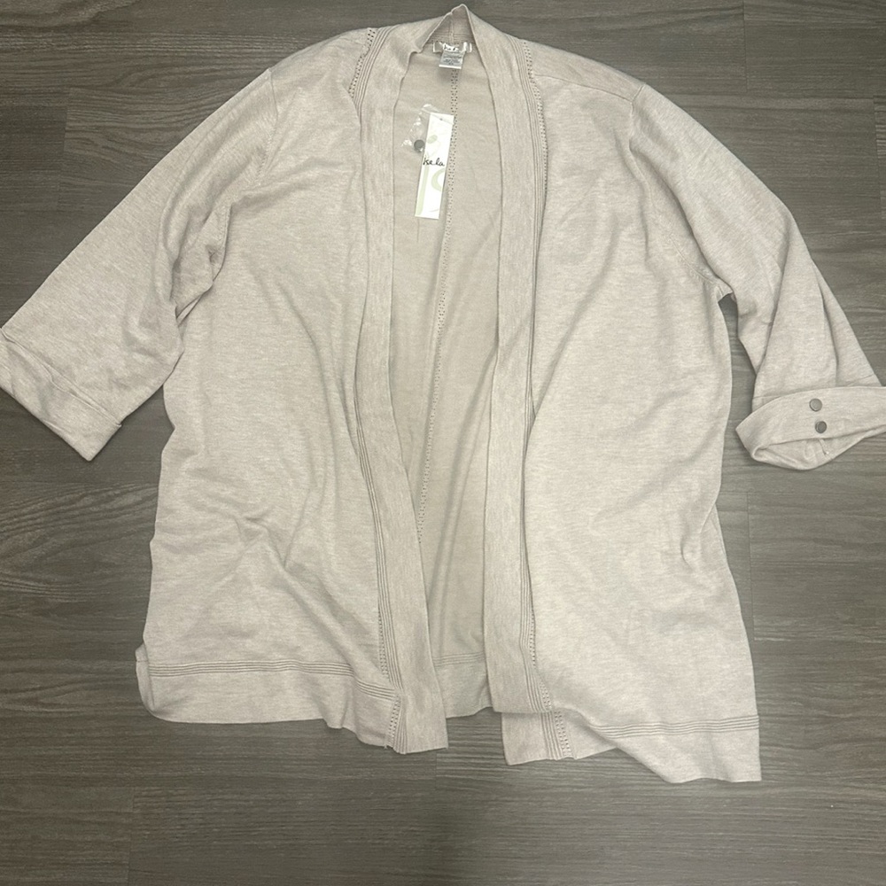 Isela Woman’s Tan Open Knit Cardigan Size 2XL